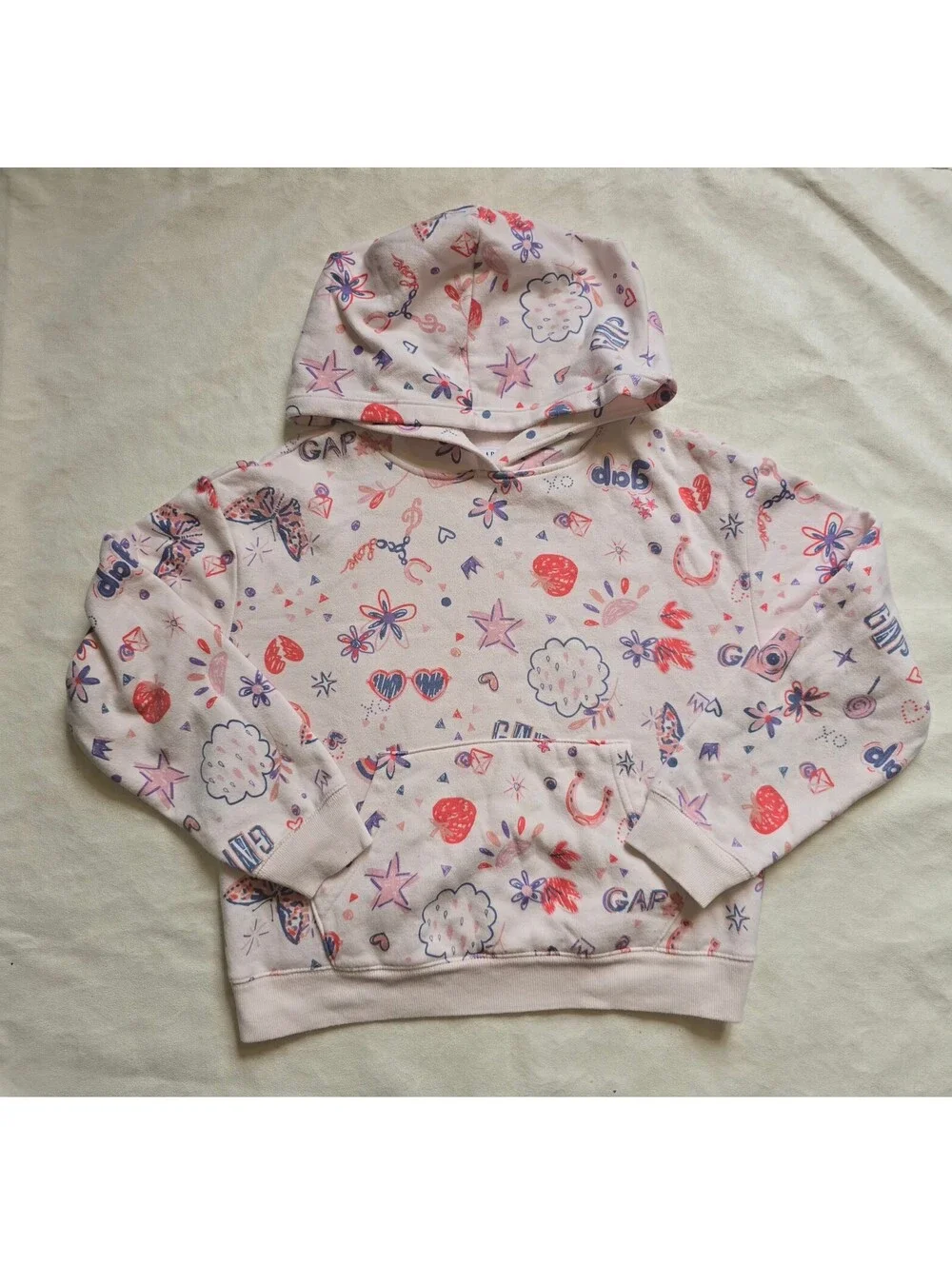 GAP Kids XL (12) Pink Graphic Hoodie Sweatshirt